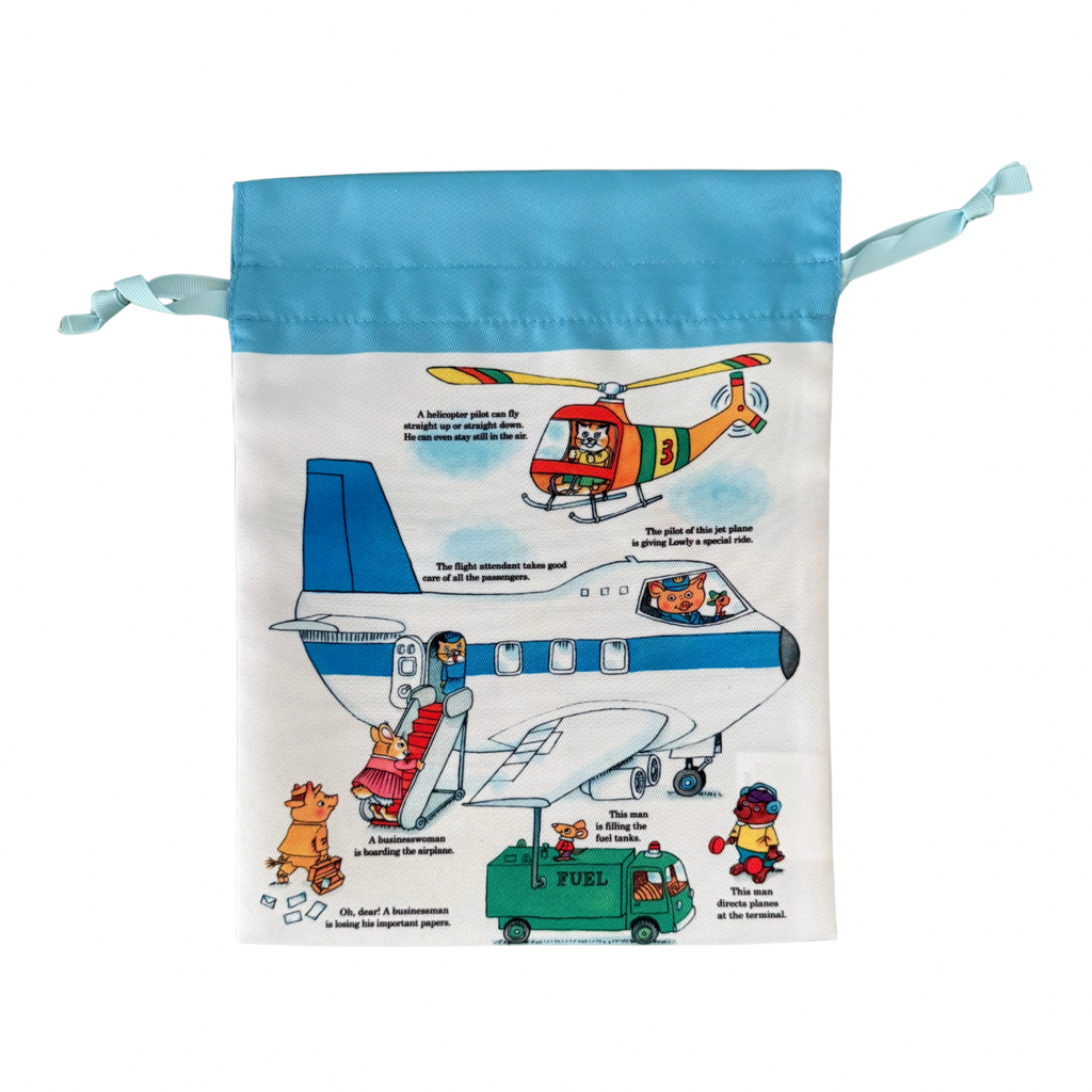 Richard Scarry Drawstring Bag · At The Busytown Airport