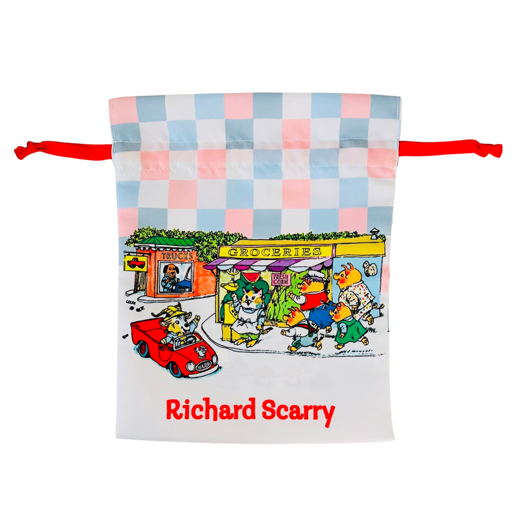 Richard Scarry Drawstring Bag · Groceries and Snack Bar  *Limited Edition