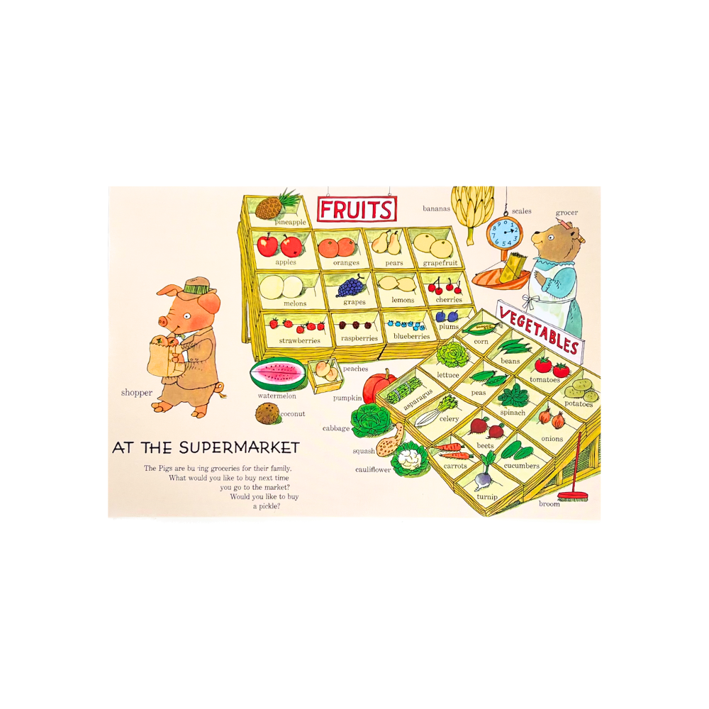 Richard Scarry Postcard · Pig at the Supermarket