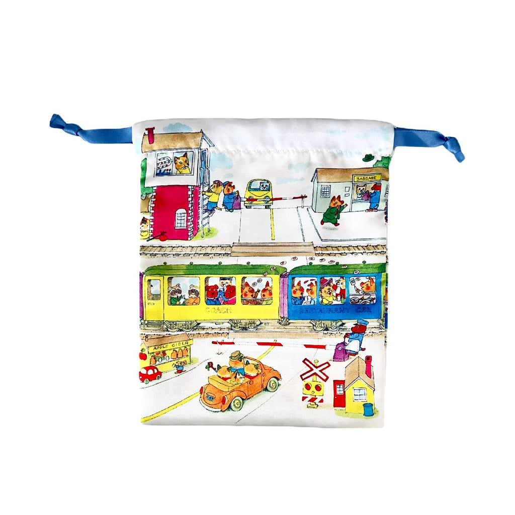 Richard Scarry Small Drawstring Bag · Busytown Train Station  *Limited Edition
