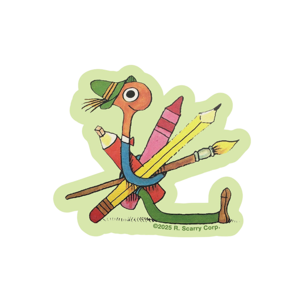 Richard Scarry Sticker · Lowly Worm the Artist