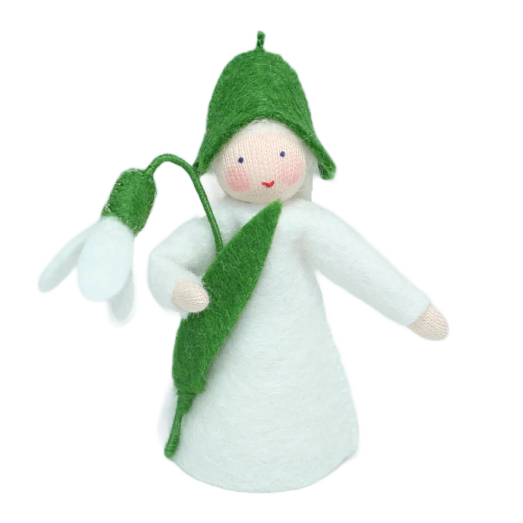 Snowdrop Fairy Holding Flower · White