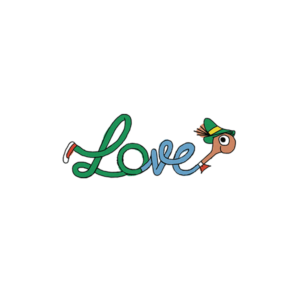 Tattly Richard Scarry Lowly Worm Love Script Temporary Tattoo Set