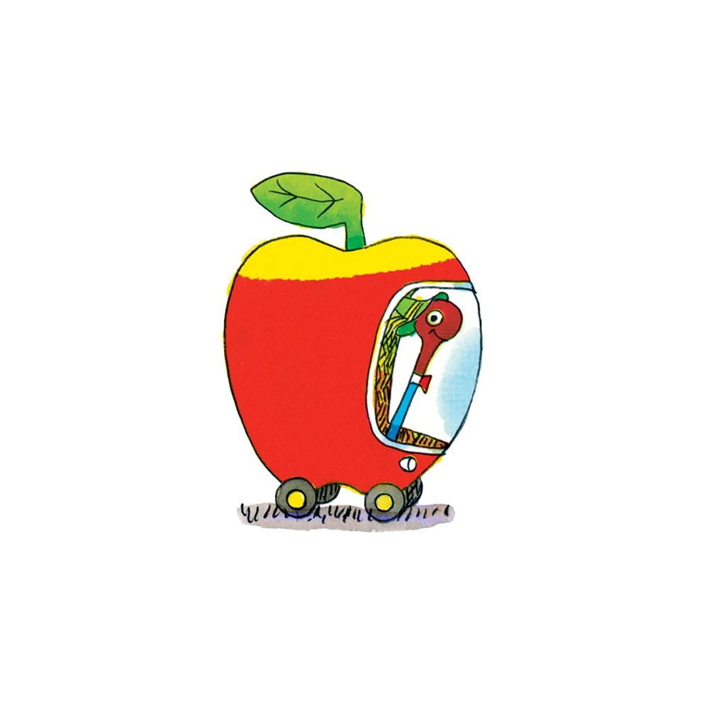 Tattly Richard Scarry Lowly Worm in Apple Car Temporary Tattoo Set