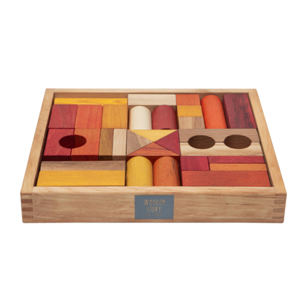 Wooden Story 30 Piece Block Set · Warm Tones