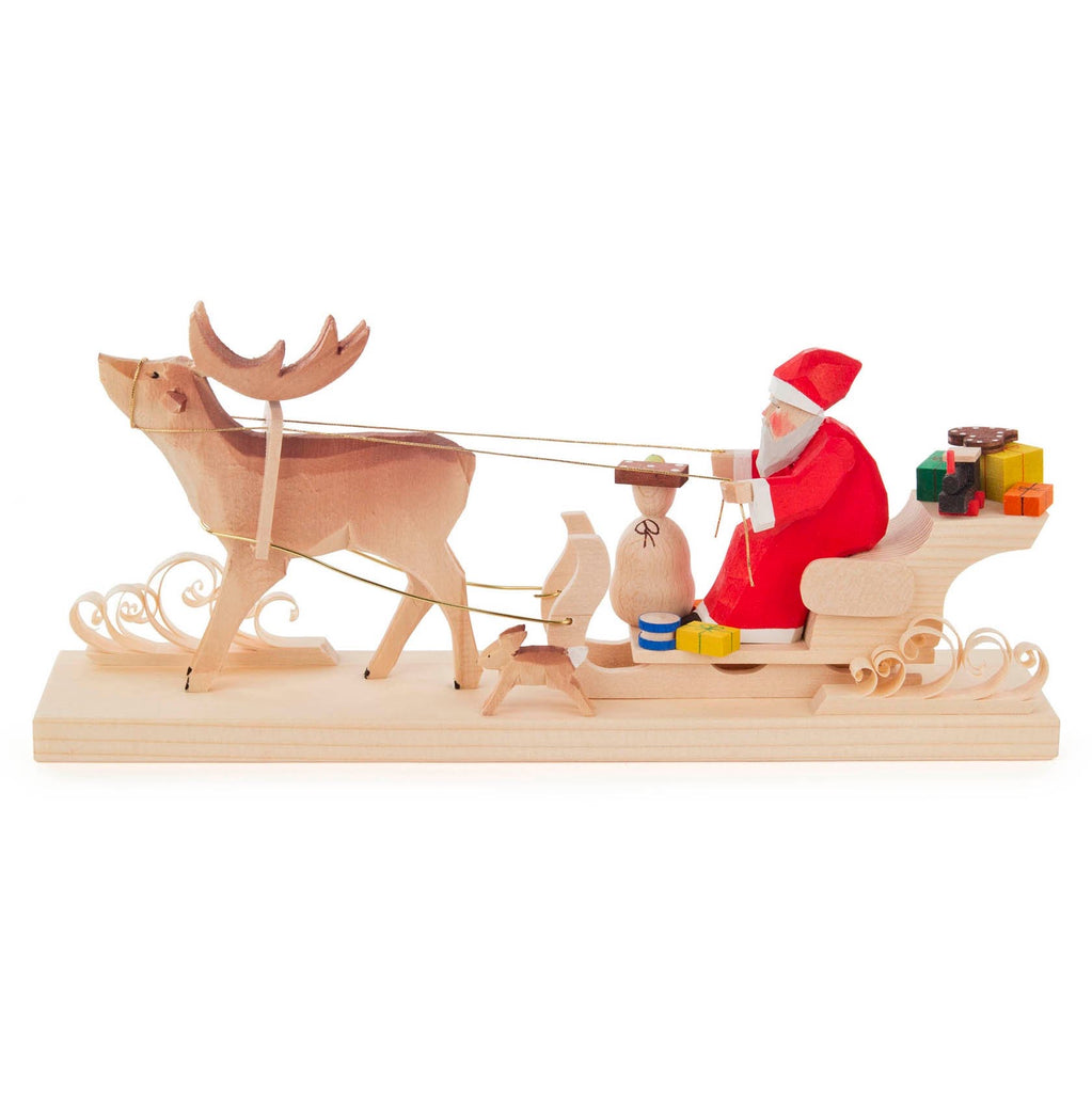 Wooden Santa with Reindeer Scene