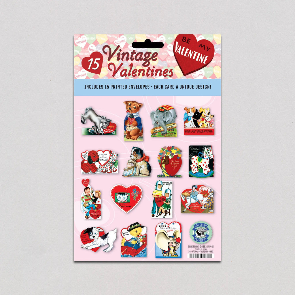 15 Piece Set of Vintage Valentines: Cool For School Collection