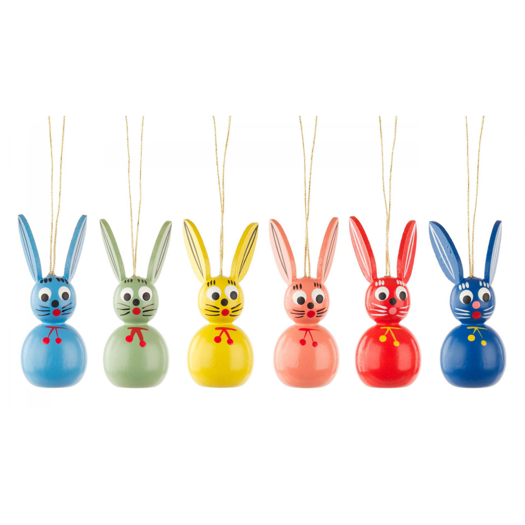6 Piece Rabbit Ornament Set