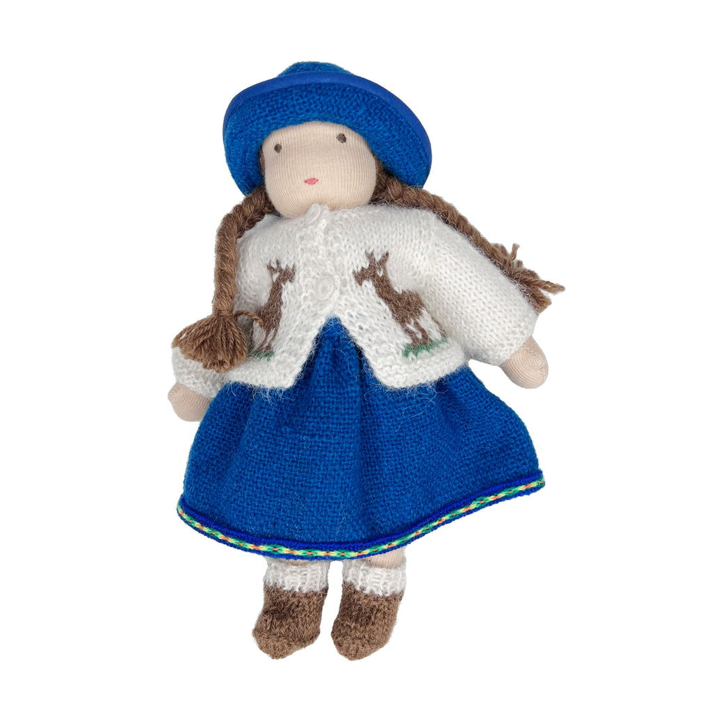 9" Waldorf Girl Doll in Alpaca Cardigan · White