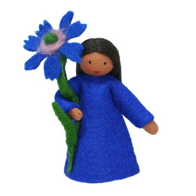 Cornflower Fairy Holding Flower · Brown