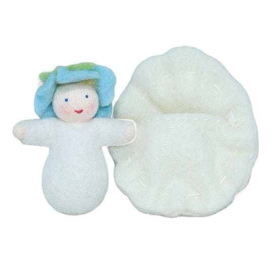 Flower Baby with Swaddle Sack · Blue Cap