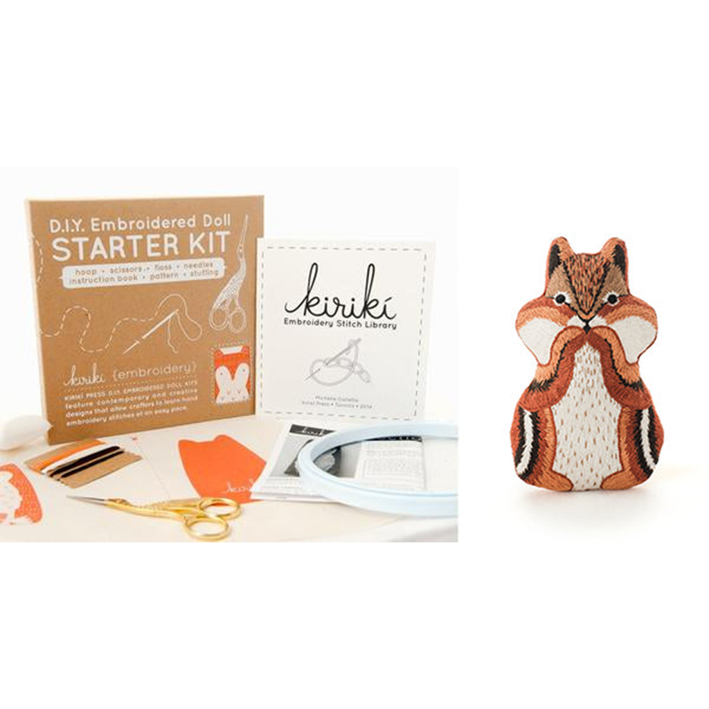 Kiriki Press DIY Embroidery Starter Kit with Tools  · Chipmunk