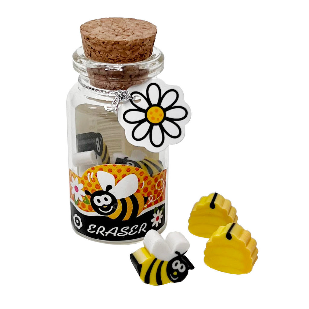 Tiny Jar of Bee Erasers