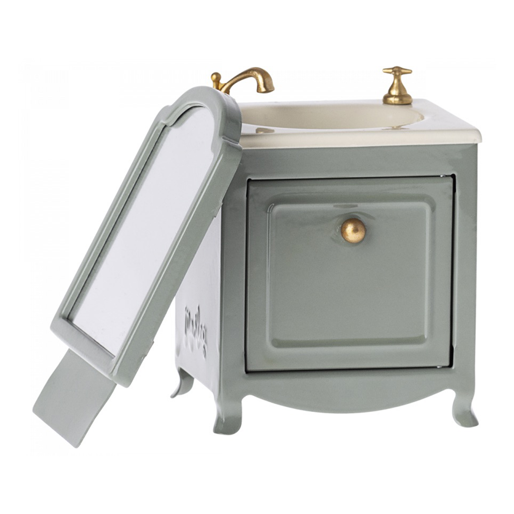 Maileg Dark Mint Mouse Sink with Mirror