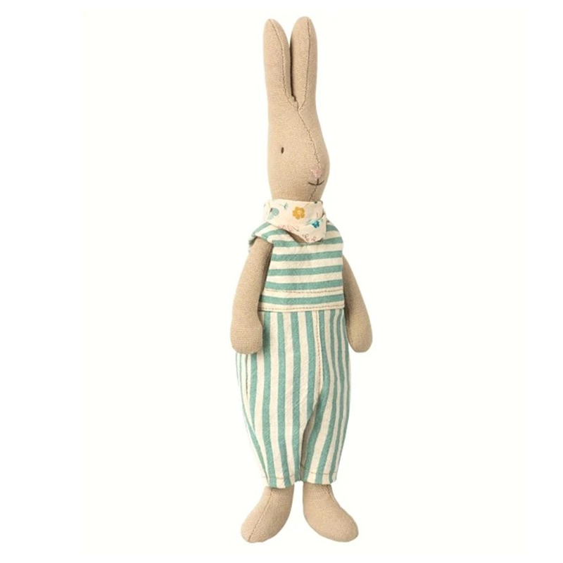 Maileg Mini Rabbit in Striped Overalls