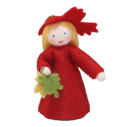 Maple Leaf Fairy Holding Leaf  · White