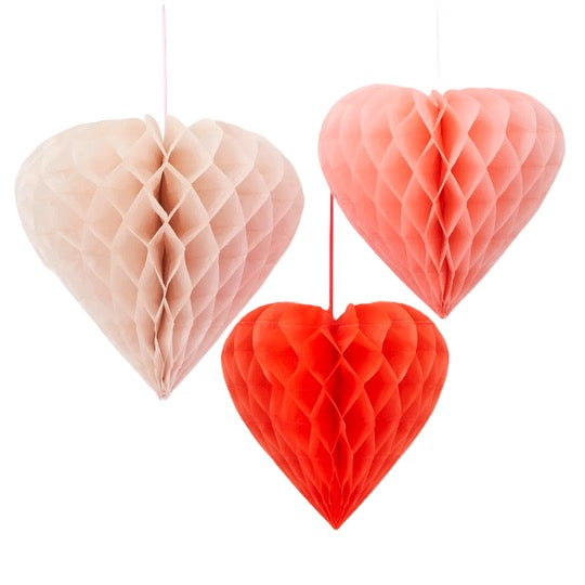 Meri Meri Decorative Heart Honeycomb Set