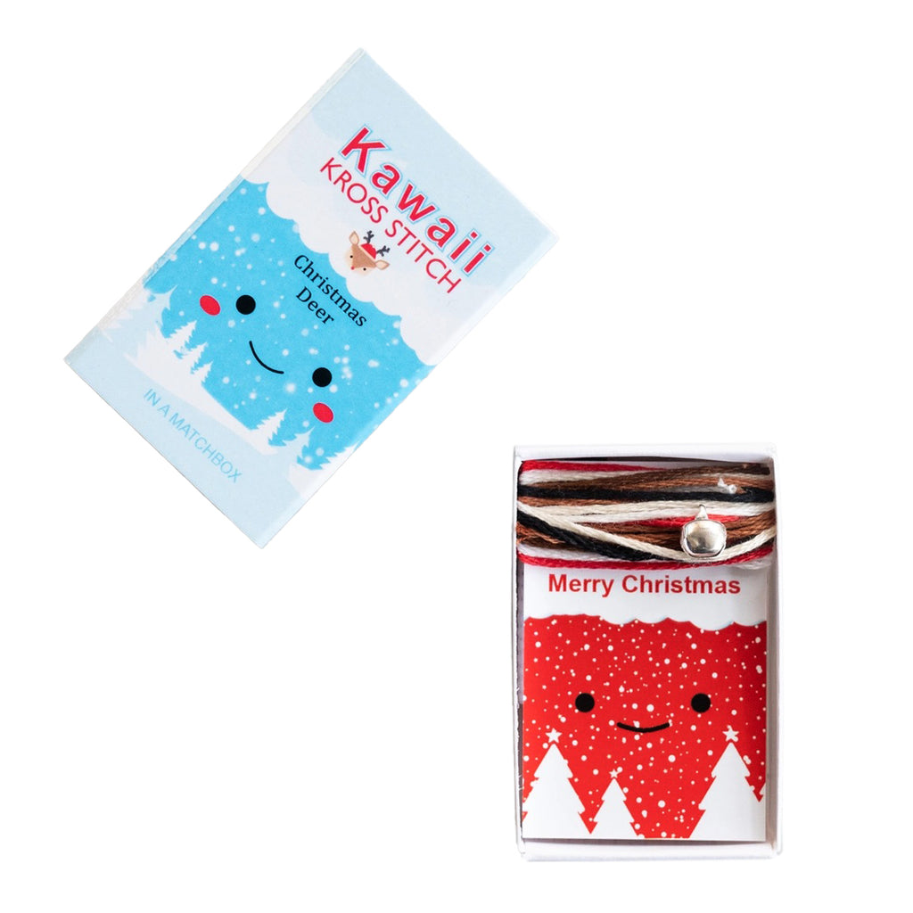 Mini Cross Stitch Kit In A Matchbox · Festive Reindeer
