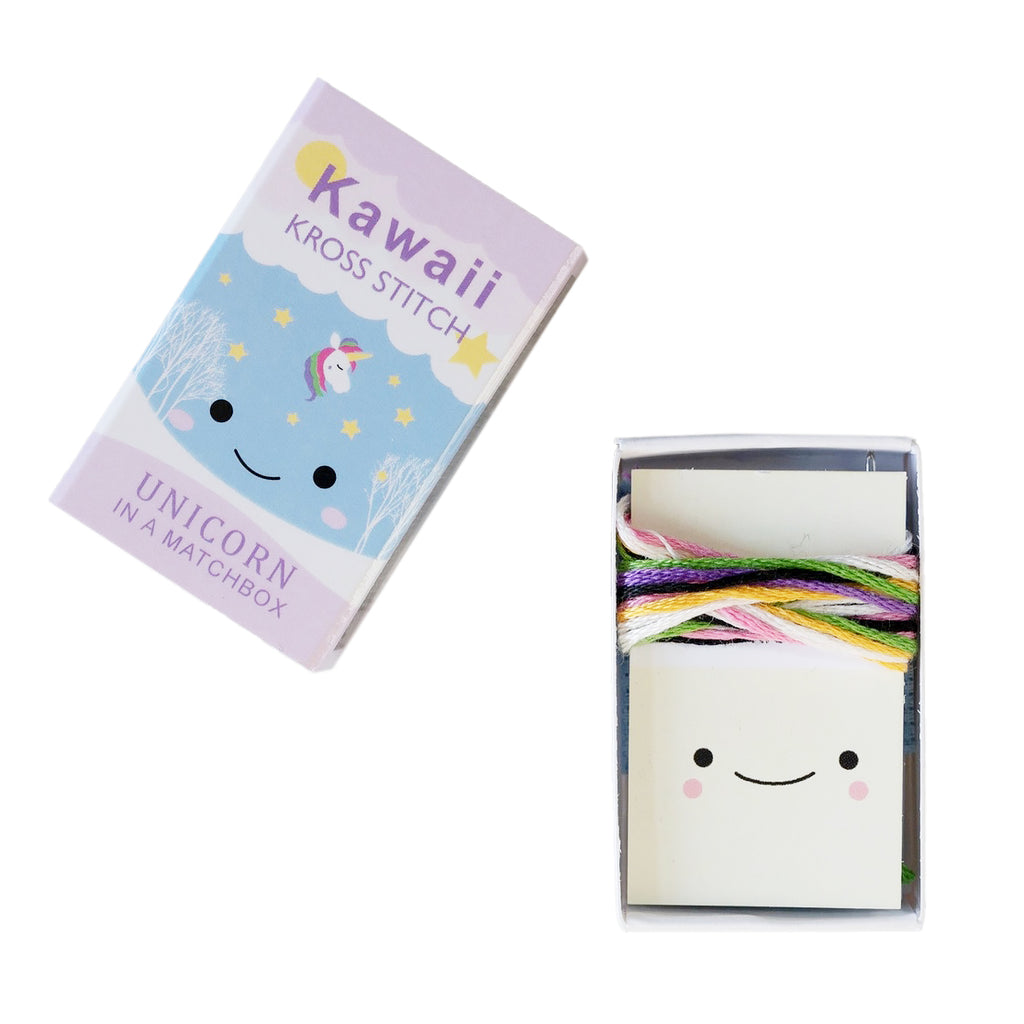 Mini Cross Stitch Kit In A Matchbox · Unicorn