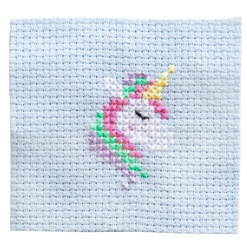 Mini Cross Stitch Kit In A Matchbox · Unicorn
