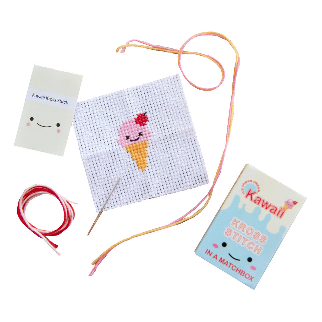 Mini Cross Stitch Kit In A Matchbox · Ice Cream Cone
