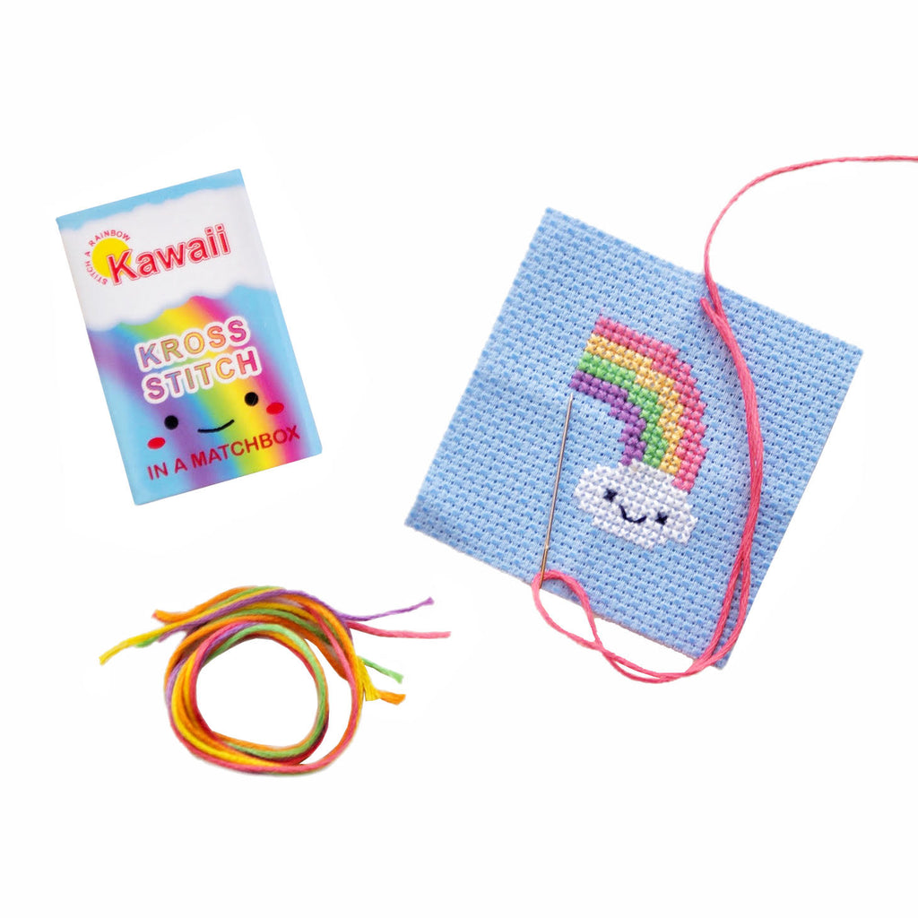 Mini Cross Stitch Kit In A Matchbox · Rainbow