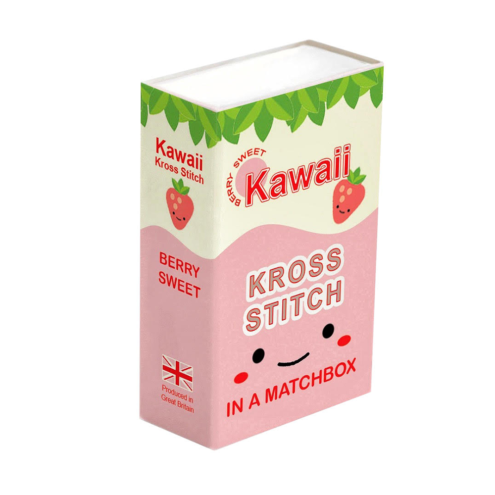Mini Cross Stitch Kit In A Matchbox · Strawberry
