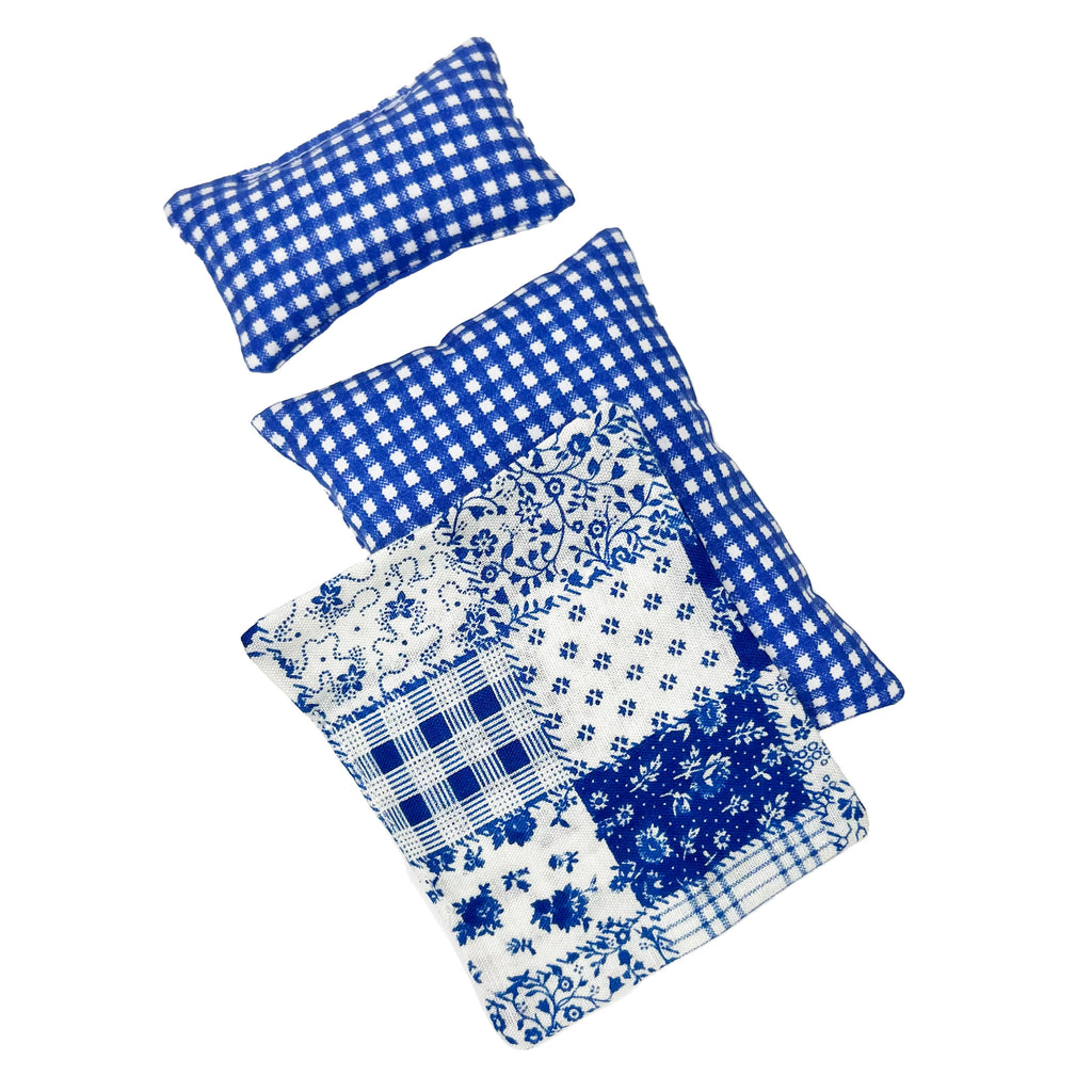 Miniature Patchwork Fairy Bedding · Blue