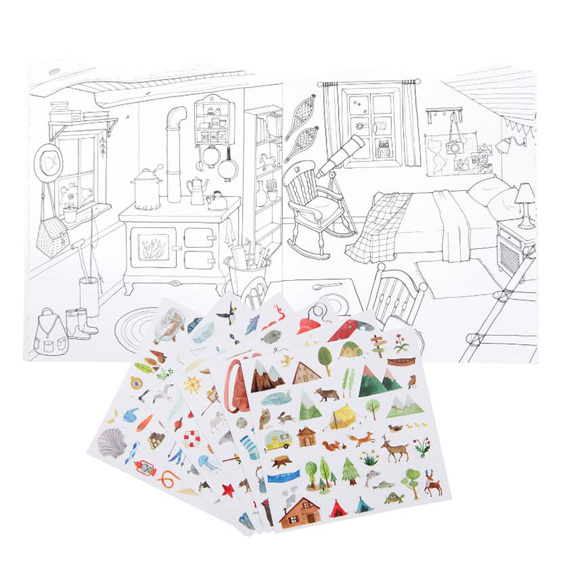 Moulin Roty Explorer Themed Coloring and Sticker Book