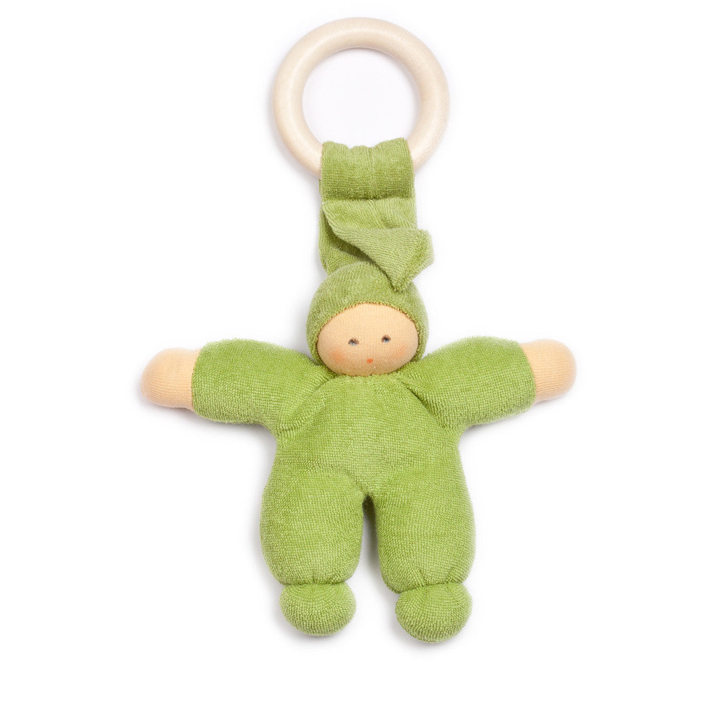 Nanchen Natur Organic Snuggle Baby with Wooden Ring · Green