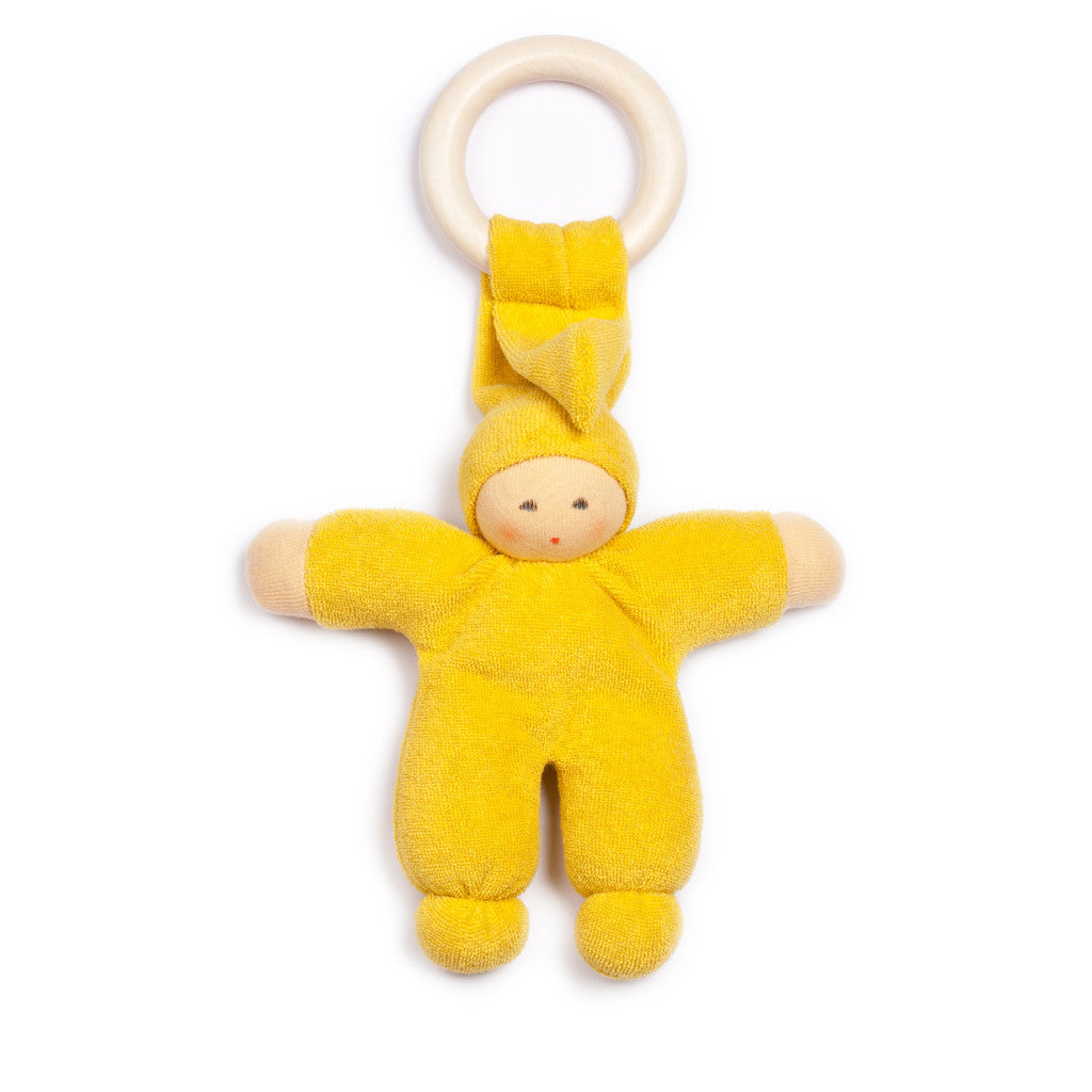 Nanchen Natur Organic Snuggle Baby with Wooden Ring · Yellow