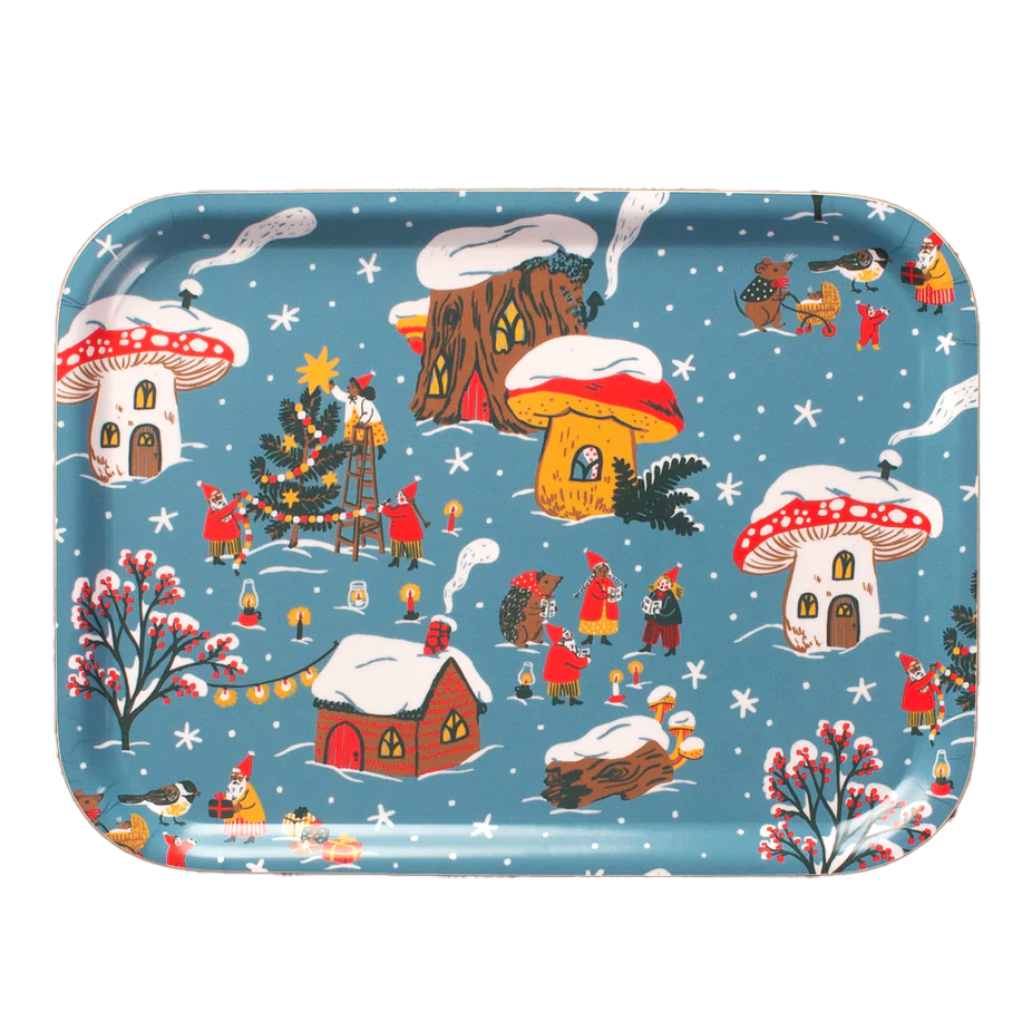 Phoebe Wahl Small Yule Village Rectangular Tray