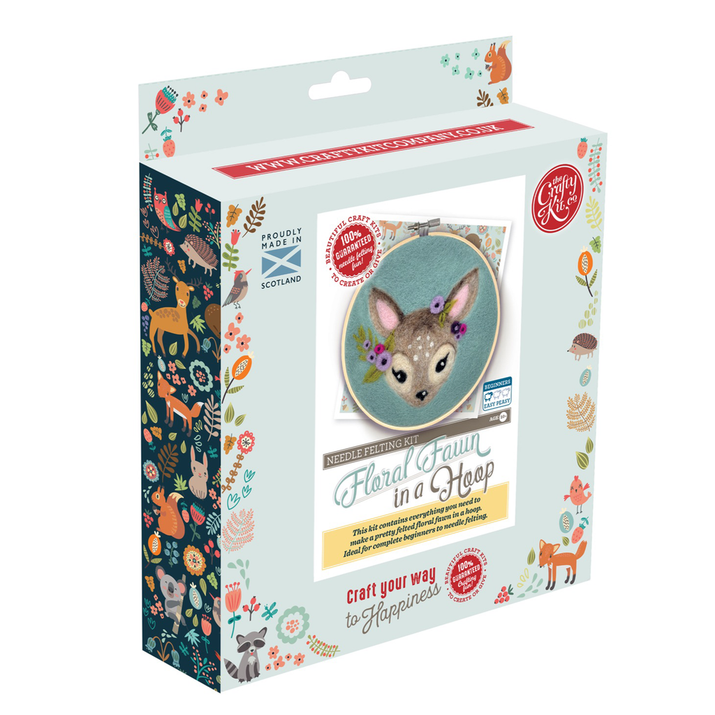 The Crafty Kit Company Hoop Needle Felt Kit · Floral Fawn