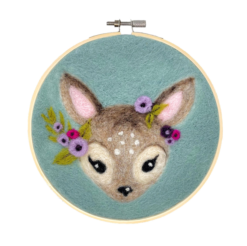 The Crafty Kit Company Hoop Needle Felt Kit · Floral Fawn