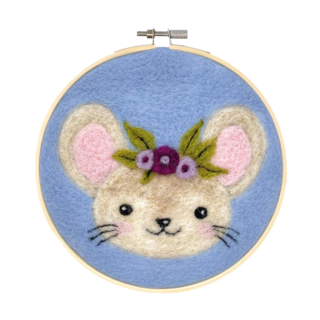 The Crafty Kit Company Hoop Needle Felt Kit · Floral Mouse