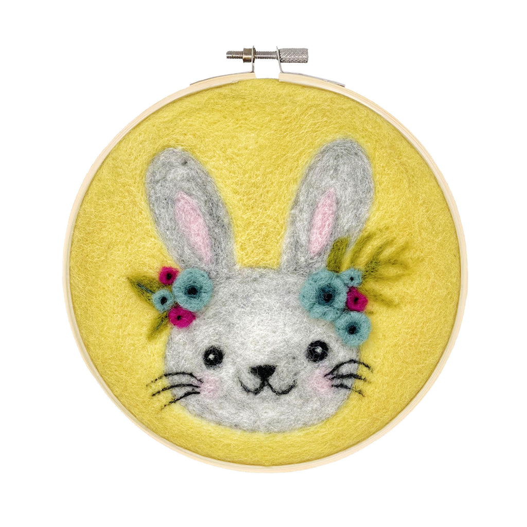 The Crafty Kit Company Hoop Needle Felt Kit ·  Floral Rabbit
