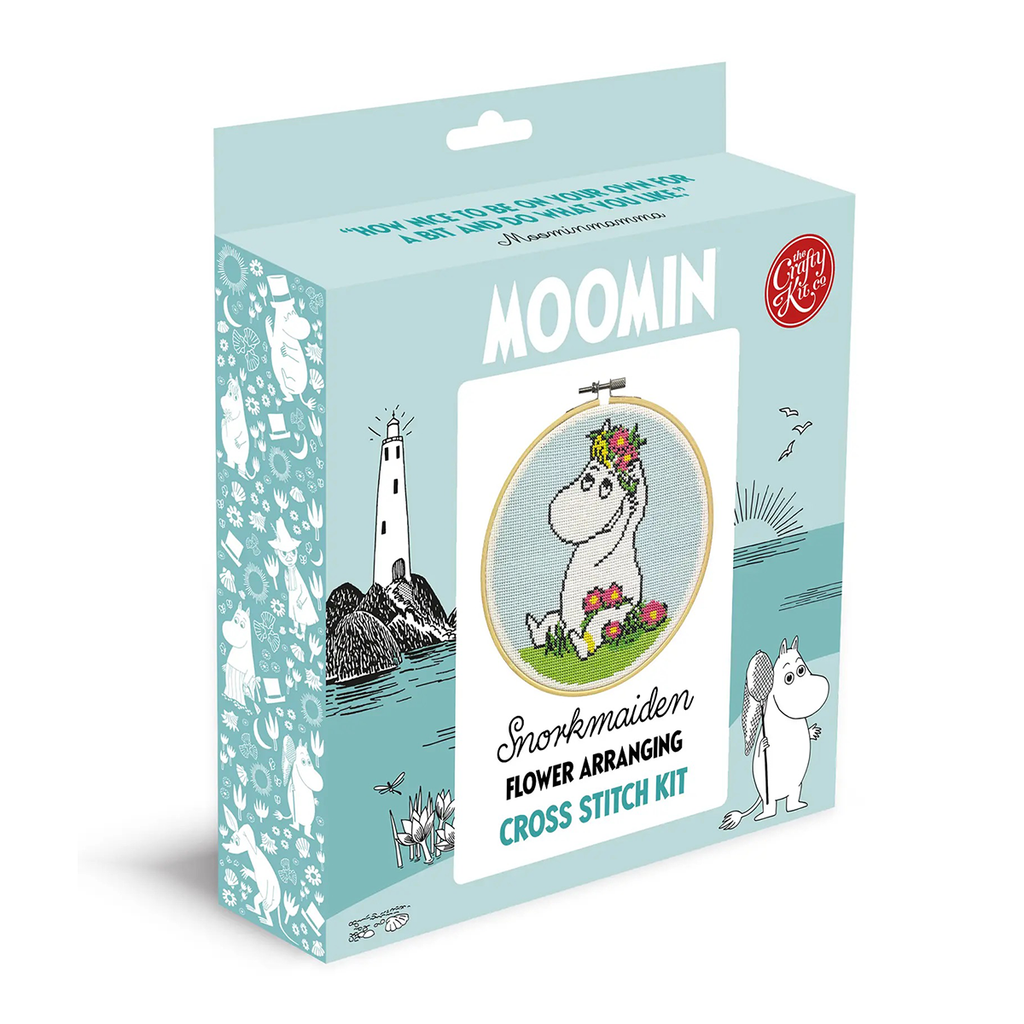 The Crafty Kit Company Hoop Cross Stitch Kit · Moomin Snorkmaiden Flower Arranging