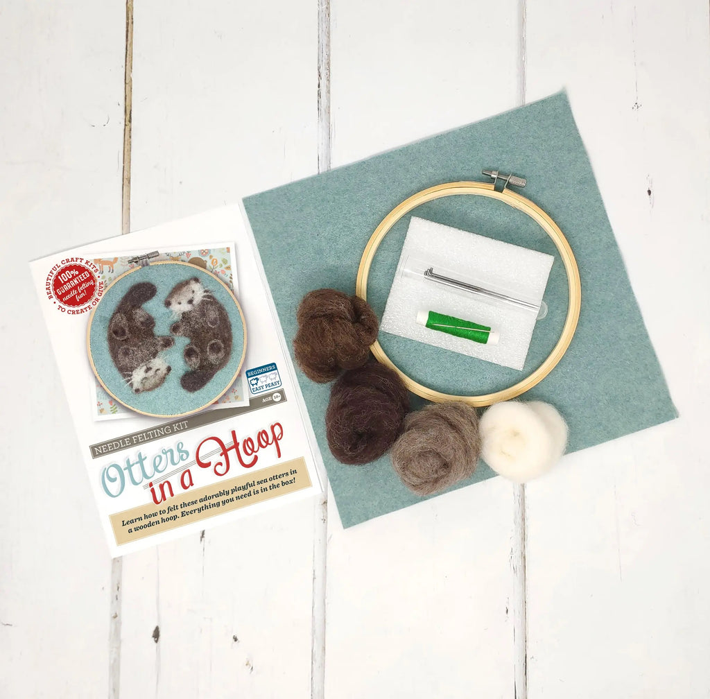 The Crafty Kit Company Hoop Needle Felt Kit · Otter Friends