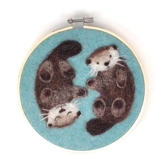 The Crafty Kit Company Hoop Needle Felt Kit · Otter Friends