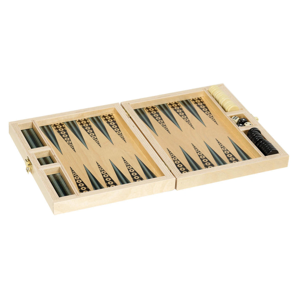Wolfum Black Daisy Travel Backgammon Set