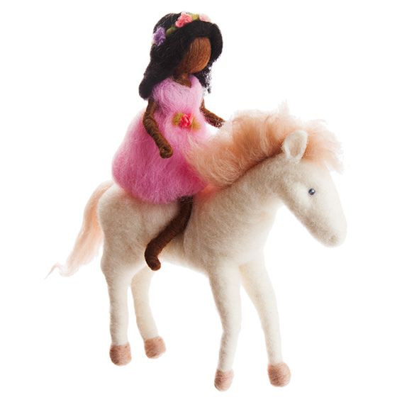 The Girl and Horse Felted Mobile Â· Brown