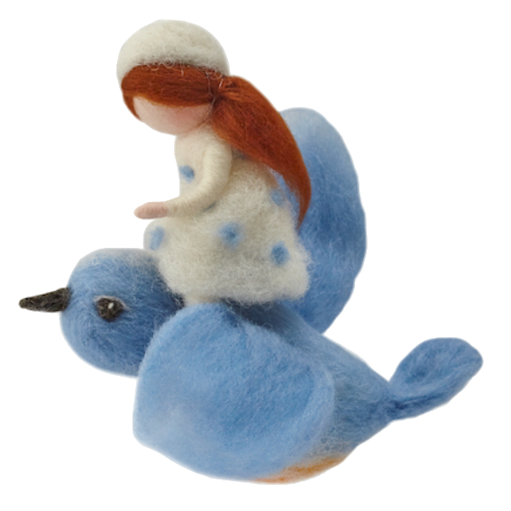Felted Girl on Bluebird Mobile 