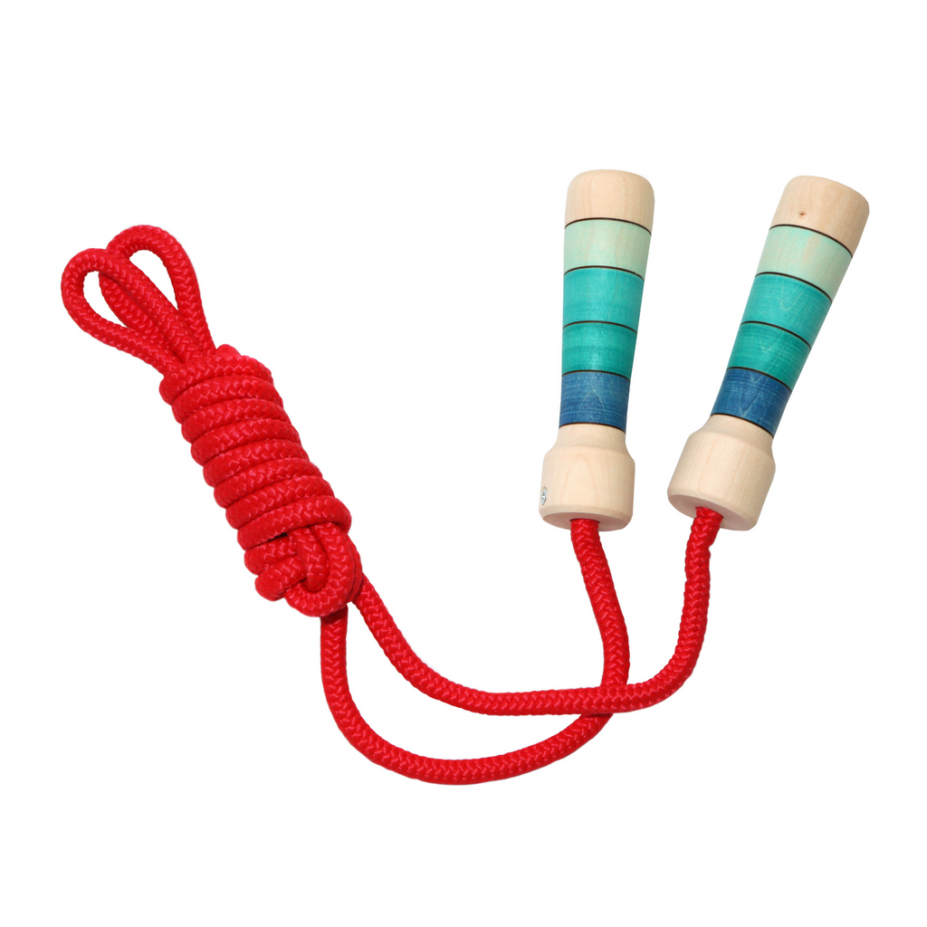 Blue and Green Striped Jumprope with Red Rope