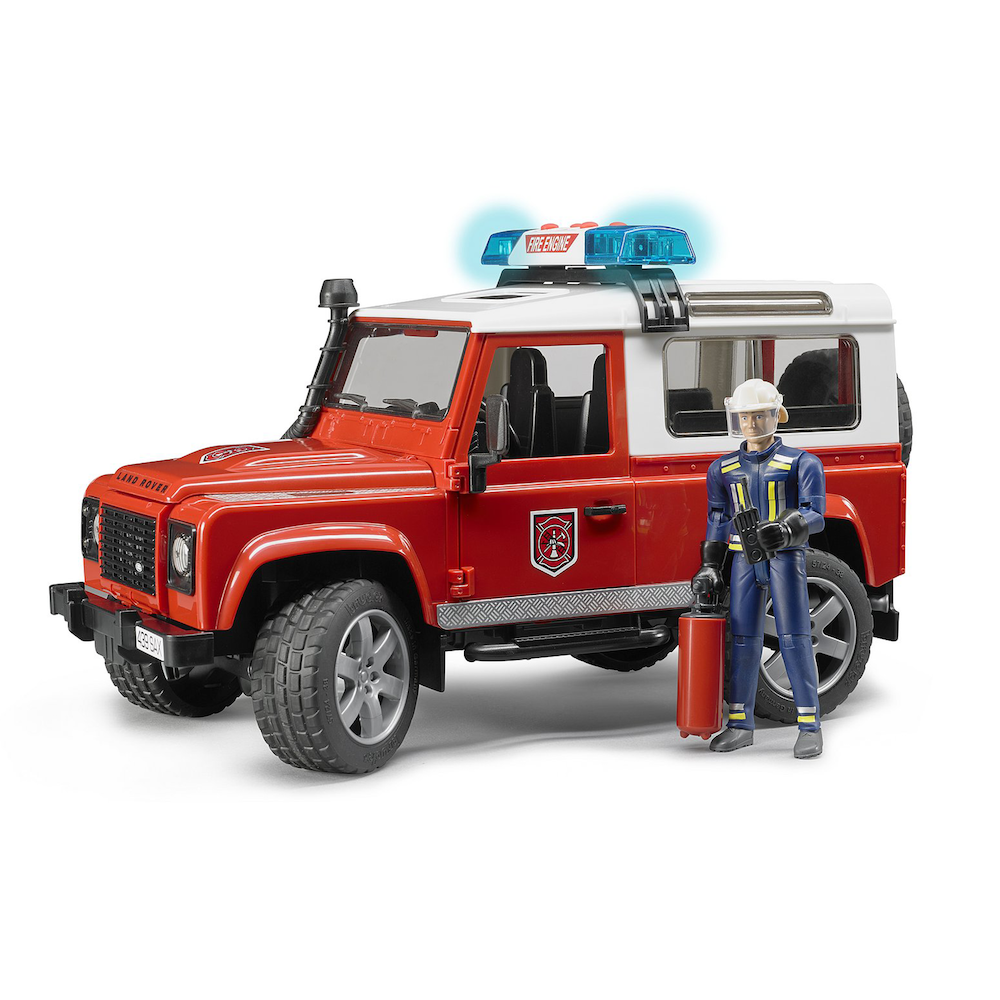 Bruder Land Rover Fire Department Vehicle with Fireman