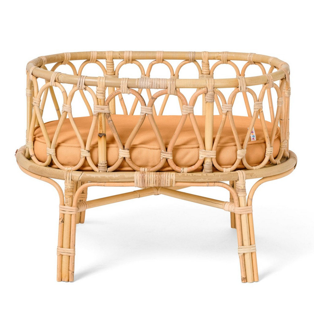 Poppie Toys Rattan Doll Crib with Clay Mattress