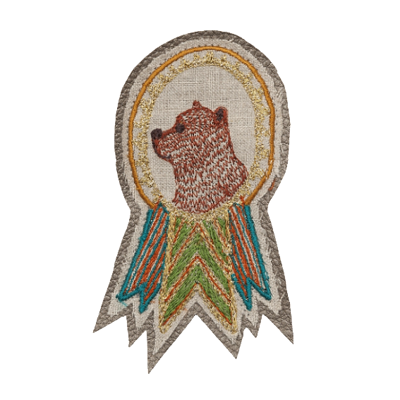 Coral and Tusk Bear Badge Pin 