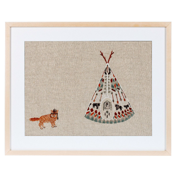 Coral and Tusk Fox Tipi Artwork 