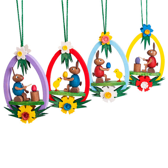 Wooden Easter Bunny Ornments  - yellow