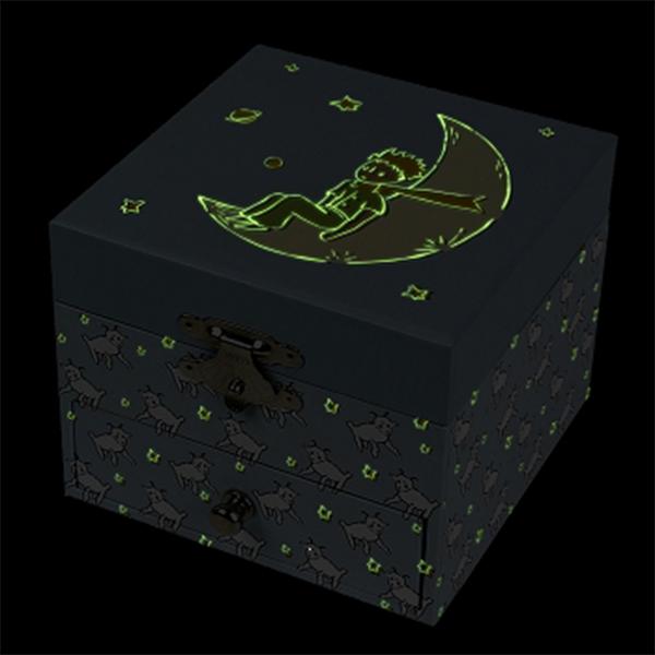 Little Prince Powder Blue Cube Glow in the Dark Music Box