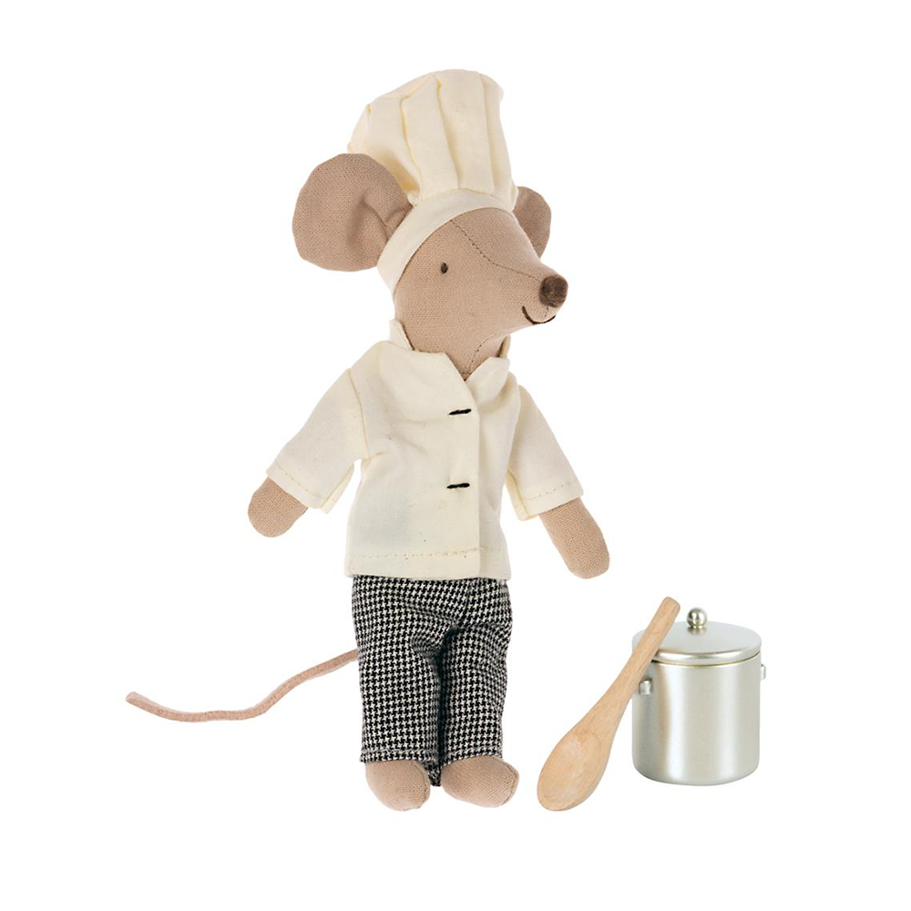 Maileg Chef Mouse with Soup Pot and Spoon